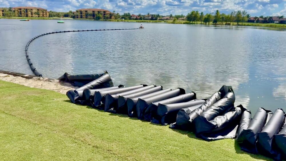 water barrier system for golf balls on lake