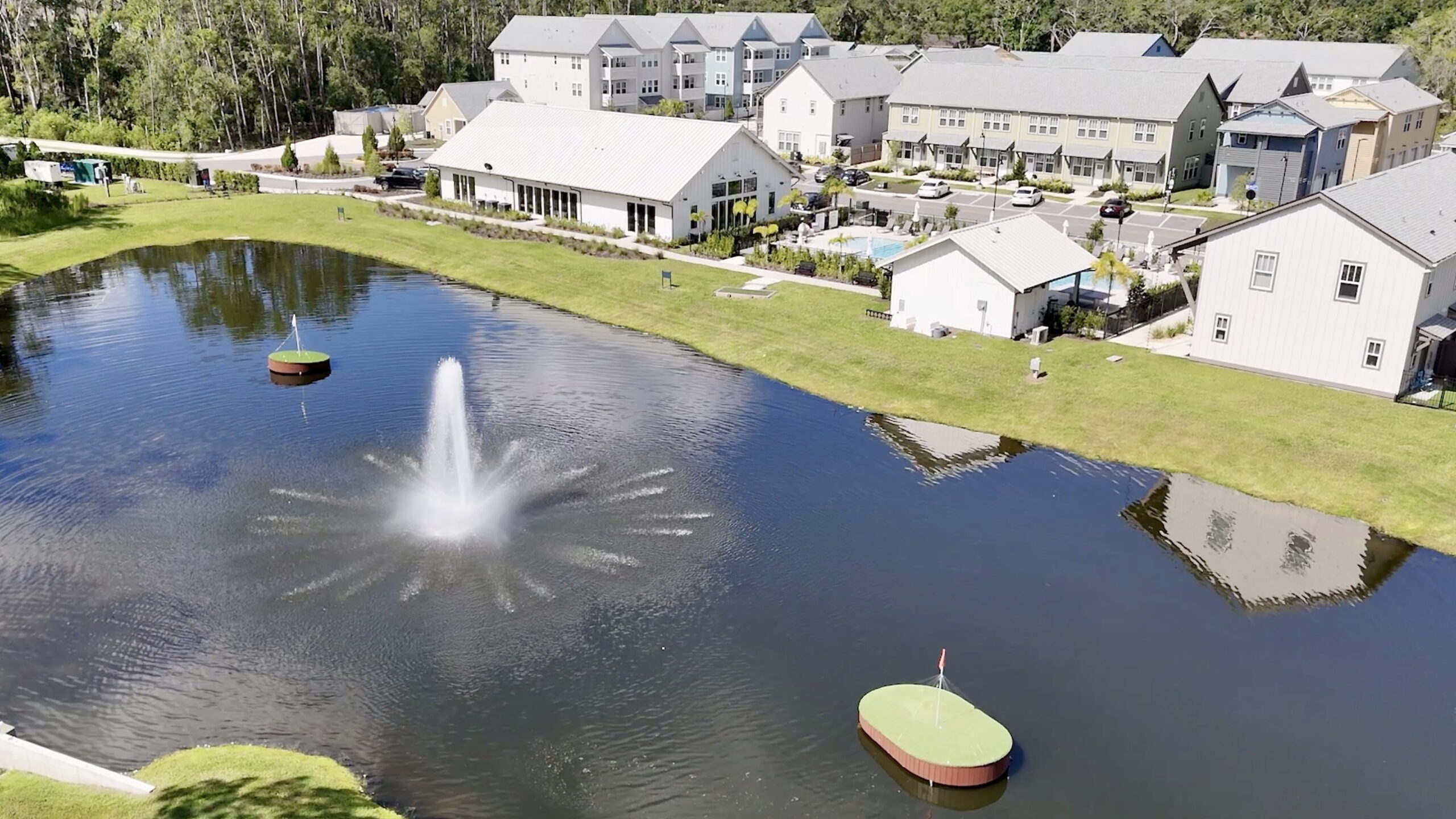 Aerial view of island green