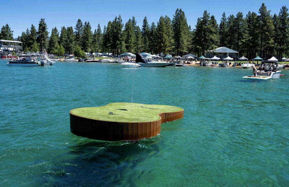Arc Boat on green/blue water