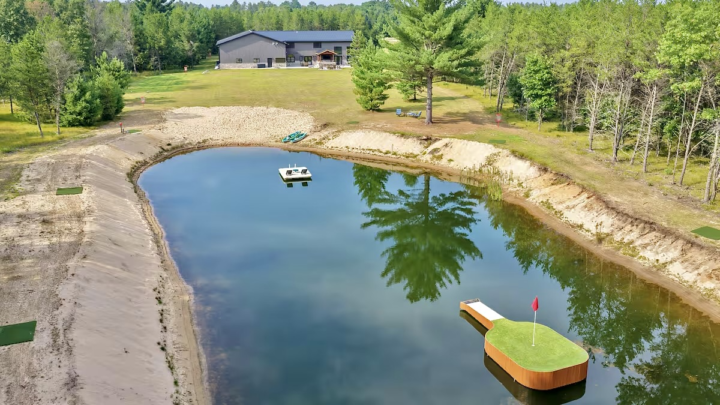 Floating green in the new pond